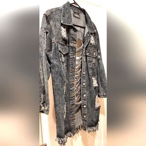 Distressed Denim Jacket, M